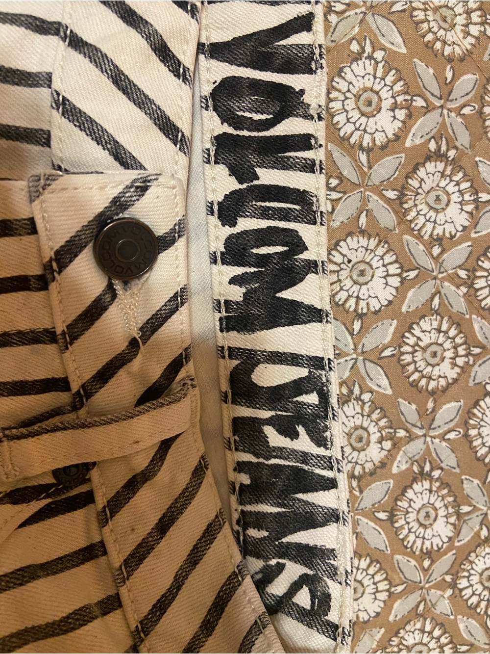 Volcom Black and White Striped Denim Pants